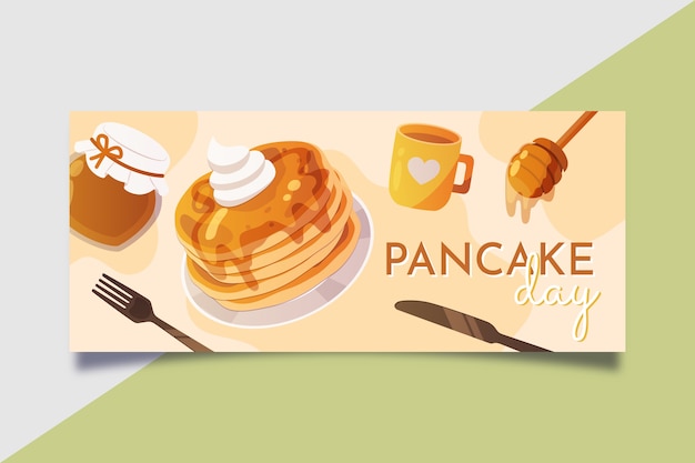 Gratis vector platte pannenkoekendag horizontale banner