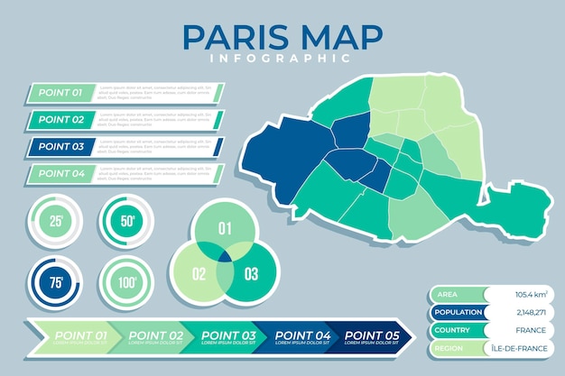 Platte parijs kaart infographics