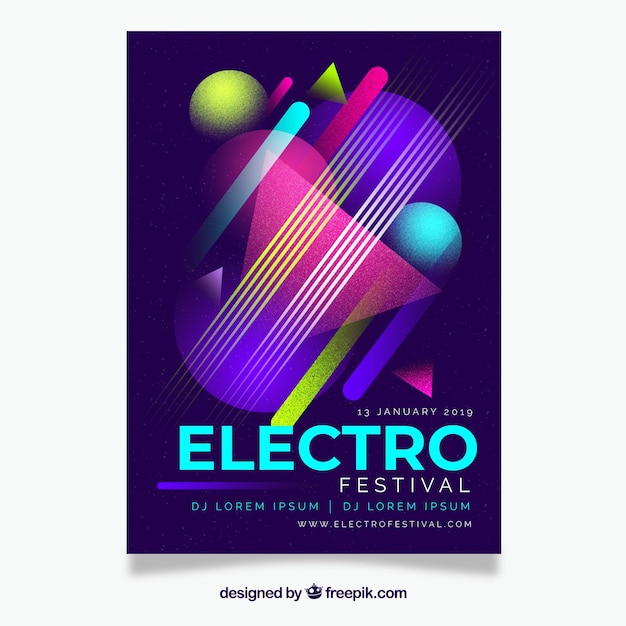 Gratis vector platte partij poster sjabloon met geometrisch ontwerp