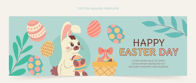 Gratis vector platte pasen twitter header