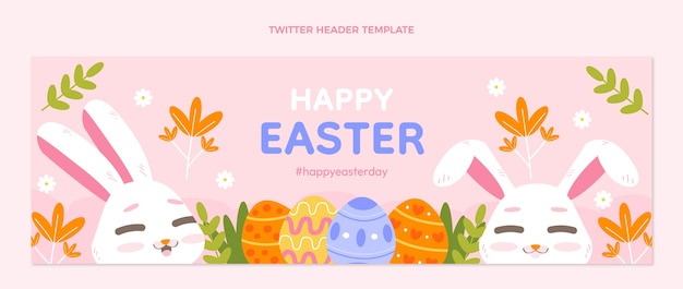 Gratis vector platte pasen twitter header