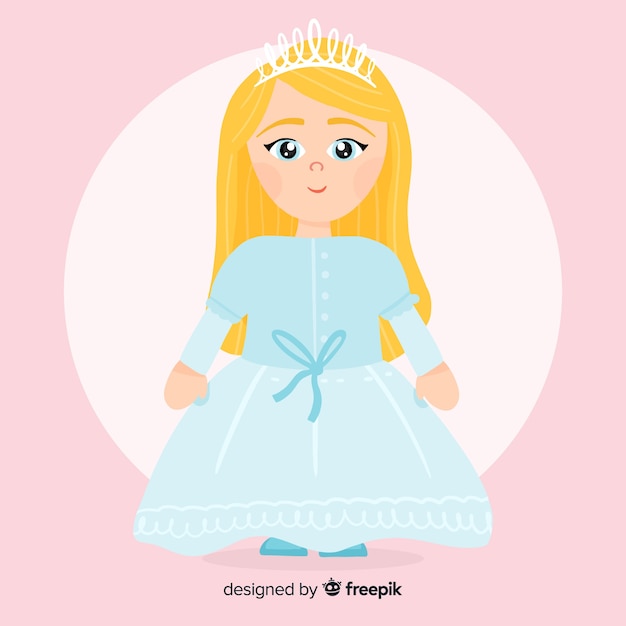 Gratis vector platte pastel prinses illustratie