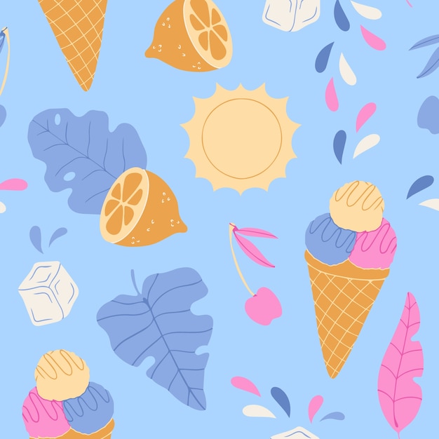 Gratis vector platte pastel zomer patroon ontwerp