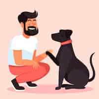 Gratis vector platte persoon met huisdierenillustratie