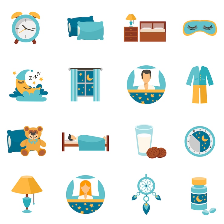 Gratis Vector platte pictogrammen slaaptijd