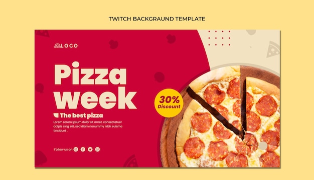 Gratis vector platte pizza twitch achtergrond