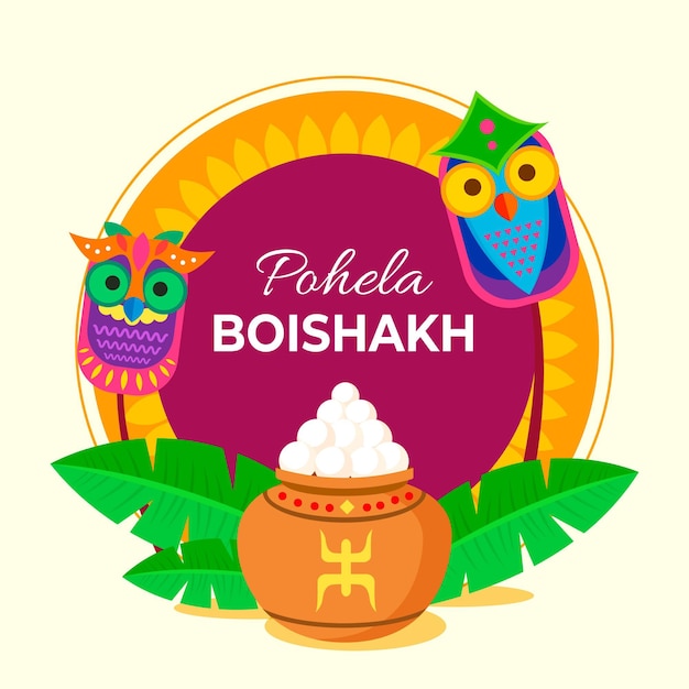 Platte pohela boishakh illustratie