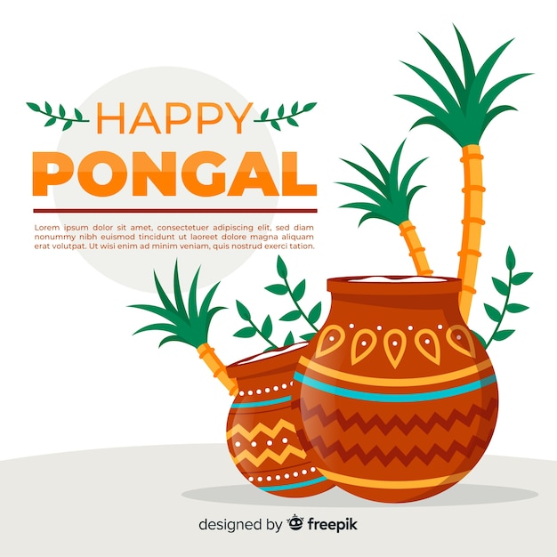 Gratis vector platte pongal achtergrond