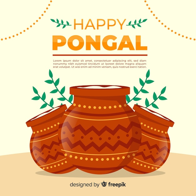 Gratis vector platte pongal achtergrond