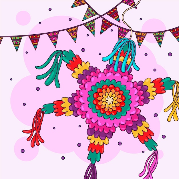 Gratis vector platte posada piñata