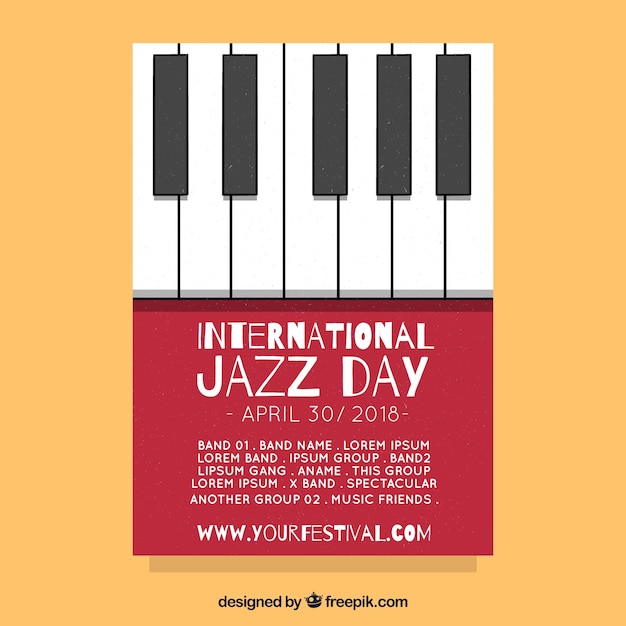 Gratis vector platte poster voor internationale jazzdag