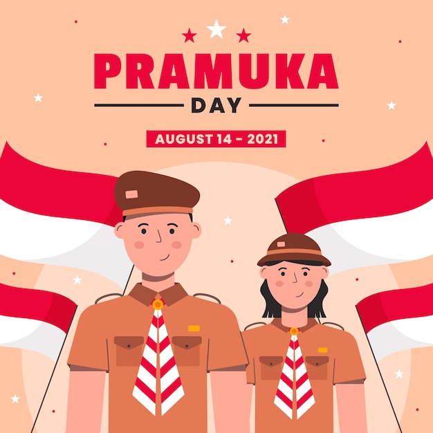 Gratis vector platte pramuka dag illustratie