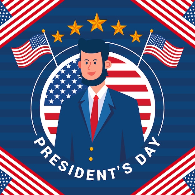 Gratis vector platte presidenten dag achtergrond