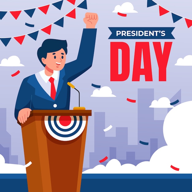 Gratis vector platte presidenten dag achtergrond