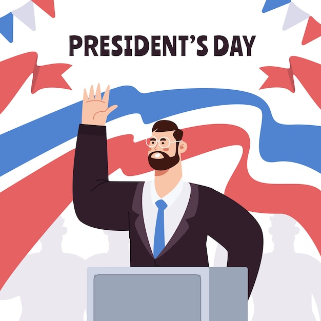 Gratis vector platte presidenten dag illustratie