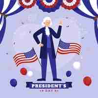 Gratis vector platte presidenten dag illustratie