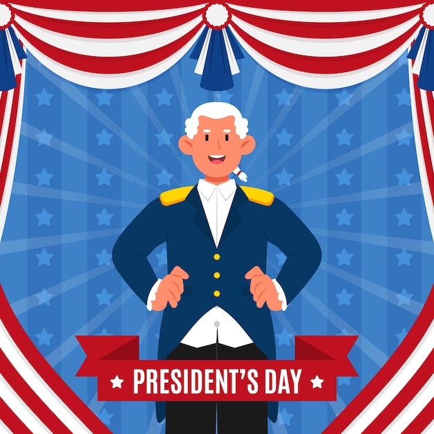 Gratis vector platte presidenten dag illustratie