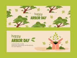 Gratis vector platte prieel dag horizontale banners set