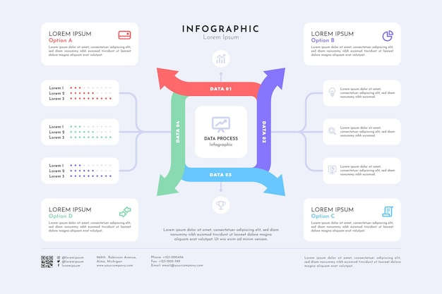 Gratis vector platte proces infographic sjabloon