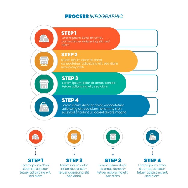 Platte proces infographic sjabloon