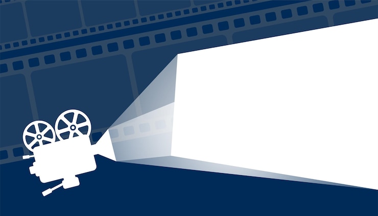 Gratis Vector platte projectorcamera met filmstripachtergrond