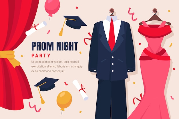 Gratis vector platte prom achtergrond