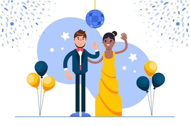 Gratis vector platte prom illustratie