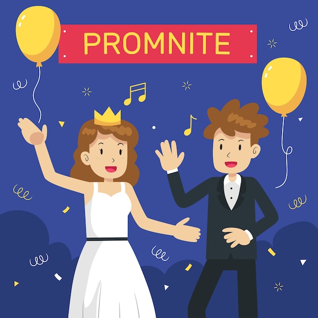 Gratis vector platte prom illustratie