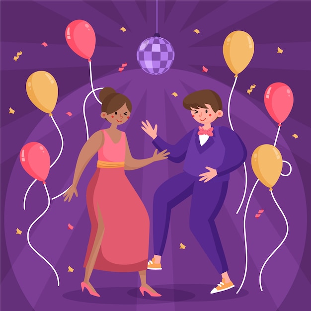 Gratis vector platte prom illustratie