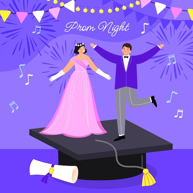 Gratis vector platte prom illustratie