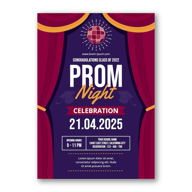 Gratis Vector platte prom verticale flyer-sjabloon