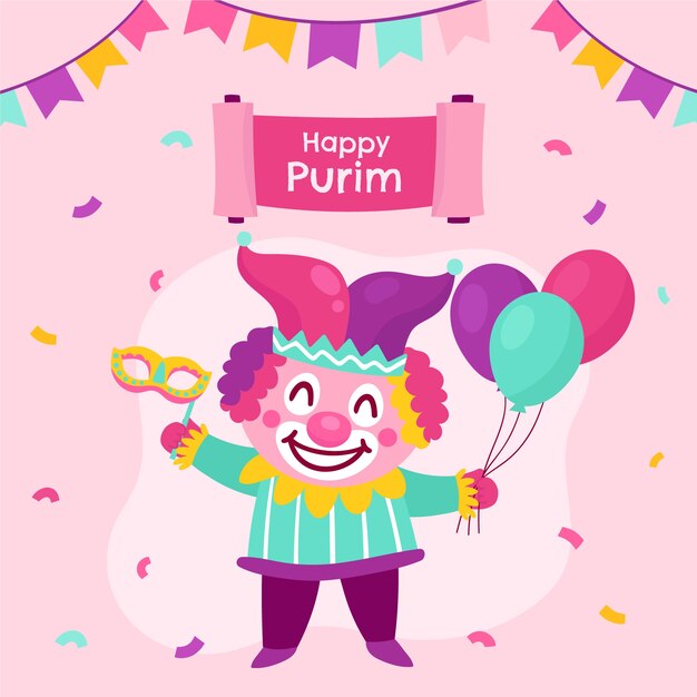 Platte purim illustratie