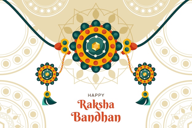 Gratis vector platte raksha bandhan-achtergrond
