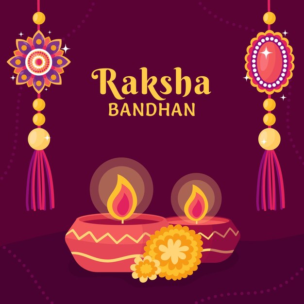 Gratis vector platte raksha bandhan illustratie