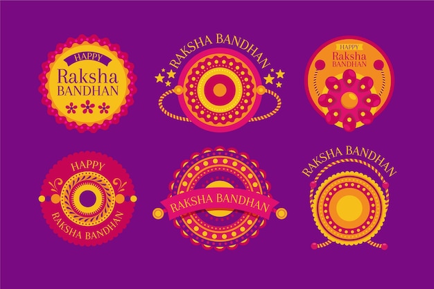 Gratis vector platte raksha bandhan-insignes