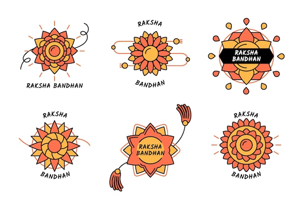 Gratis vector platte raksha bandhan-insignes