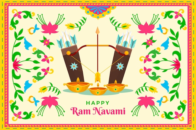 Gratis vector platte ram navami achtergrond