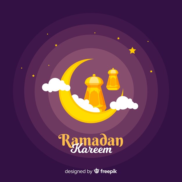 Gratis vector platte ramadan achtergrond