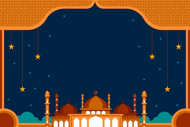 Gratis vector platte ramadan achtergrond