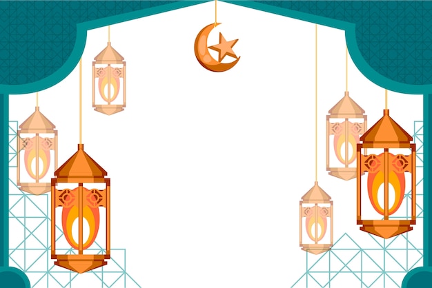 Gratis vector platte ramadan achtergrond