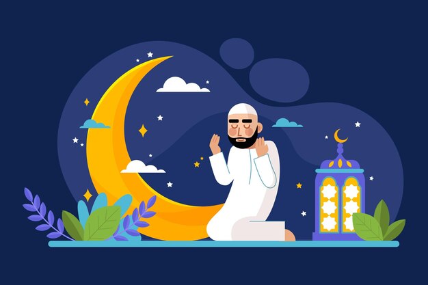 Gratis vector platte ramadan concept illustratie