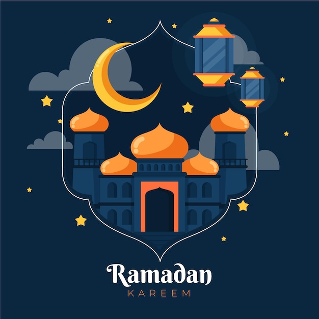 Platte ramadan illustratie