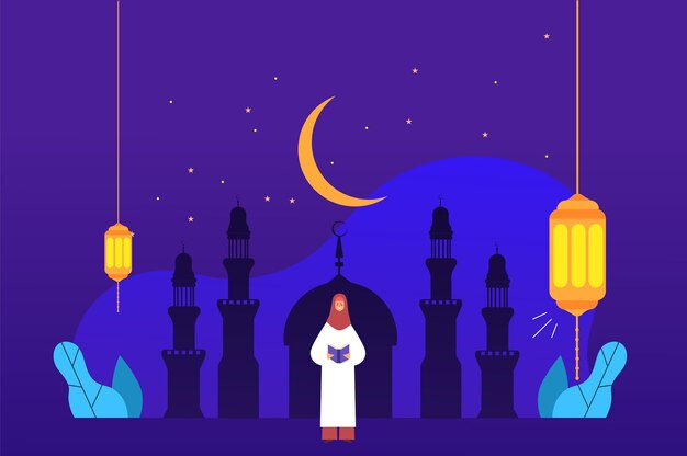 Platte ramadan illustratie