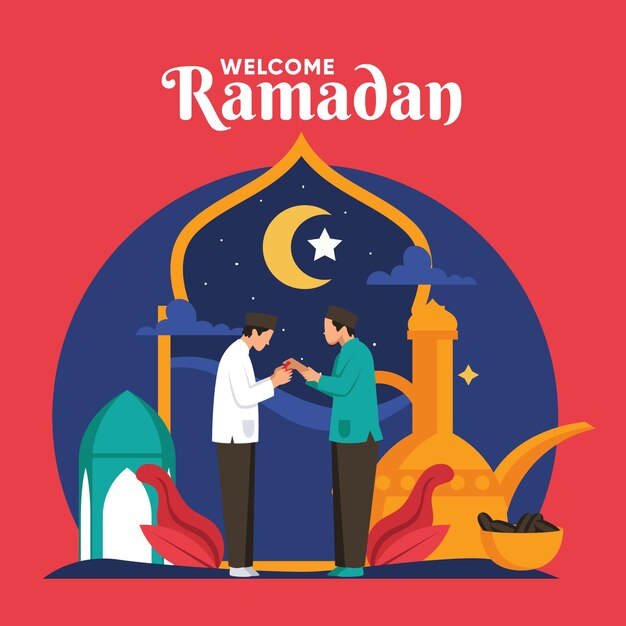 Platte ramadan illustratie