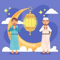 Gratis vector platte ramadan illustratie