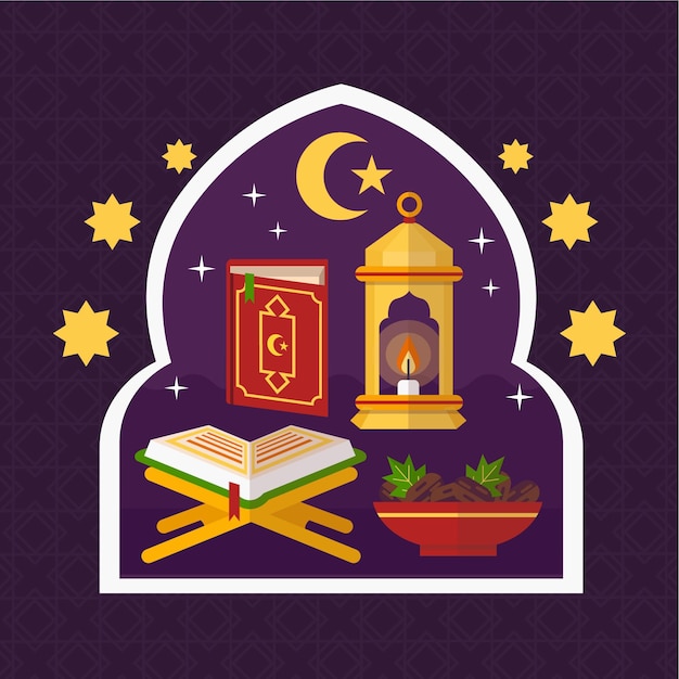Gratis vector platte ramadan illustratie