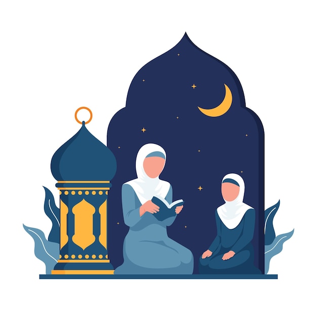 Platte ramadan illustratie