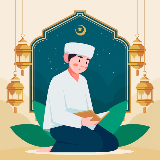 Gratis vector platte ramadan illustratie