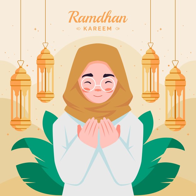 Platte ramadan illustratie