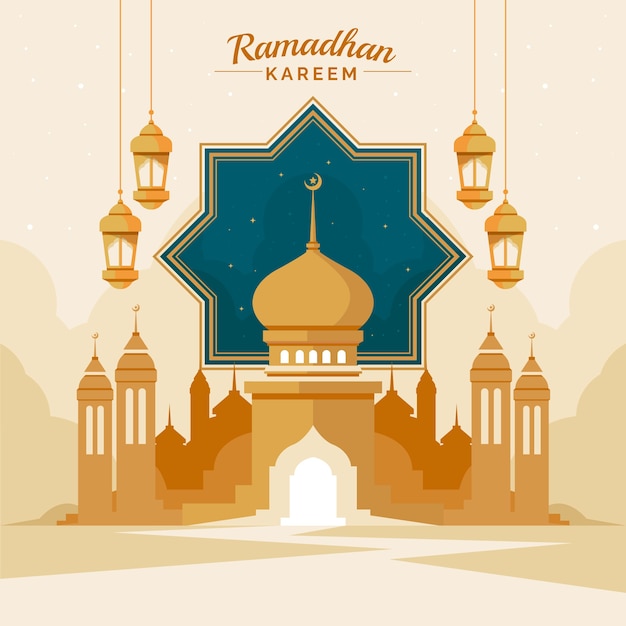 Gratis vector platte ramadan illustratie